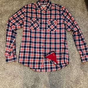DIXXON Flannel AMERICAN SUMMER Red, White, and Blue Plaid Button-Down Shirt